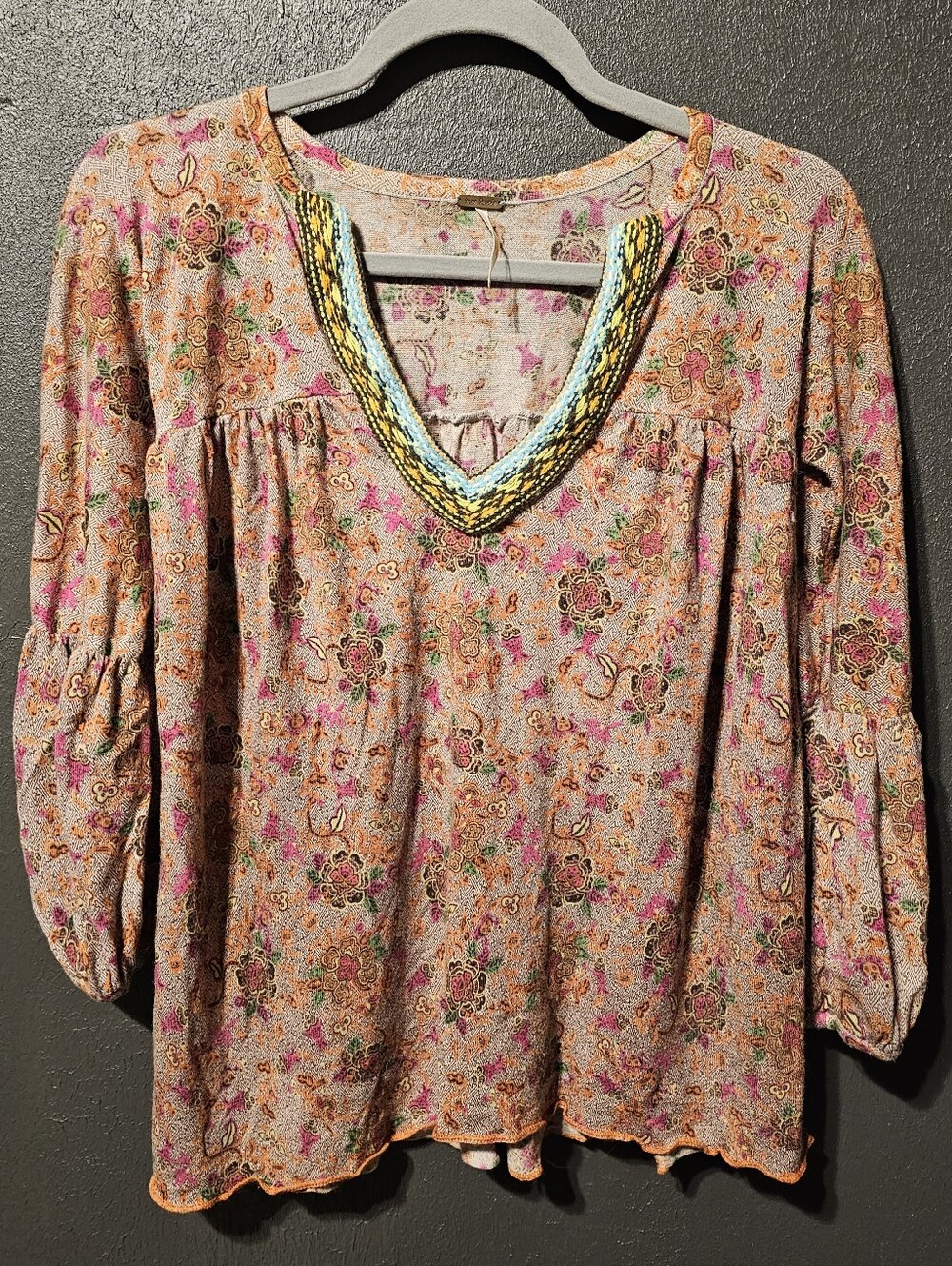 Free People Women's Wool Blend Peasant Blouse Size S